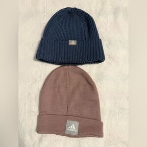 Adidas Blue and Brown Women’s Beanie Set EUC